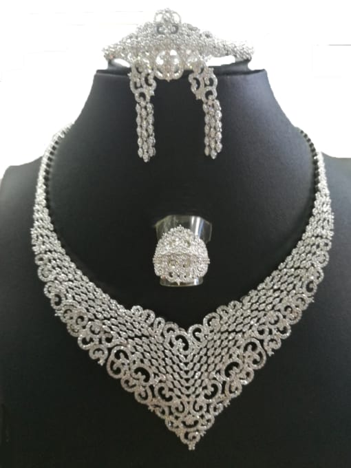 Tabora GODKI Luxury Women Wedding Dubai Copper With White Gold Plated Classic Irregular 4 Piece Jewelry Set 0