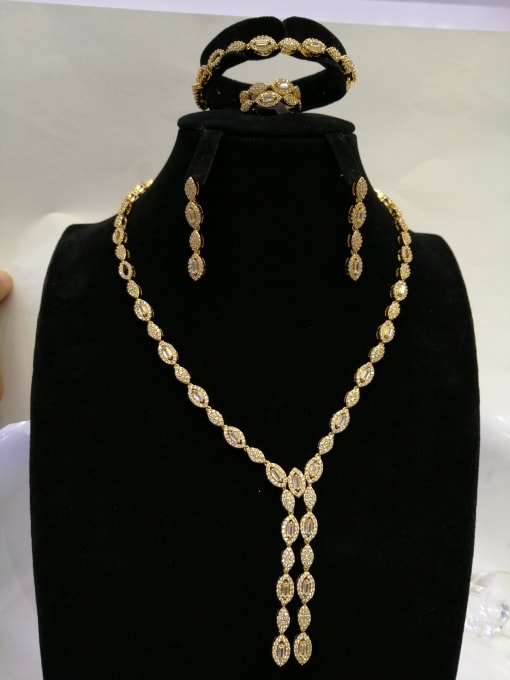 Tabora GODKI Luxury Women Wedding Dubai Copper With Gold Plated Fashion Oval 4 Piece Jewelry Set 0