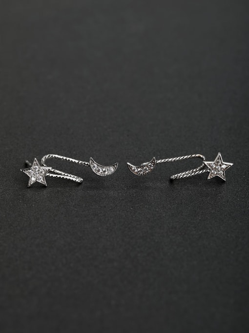 Lin Liang small and exquisite  Star Moon 925 silver Drop Earrings 0
