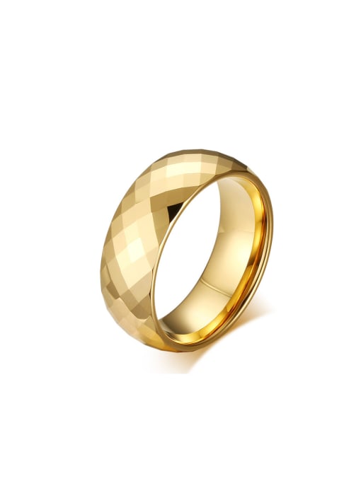 CONG Tungsten With Gold Plated Simplistic Geometric Band Rings 0