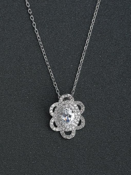 Lin Liang Mosaic Zircon flower necklace pendant  925 silver necklace 0