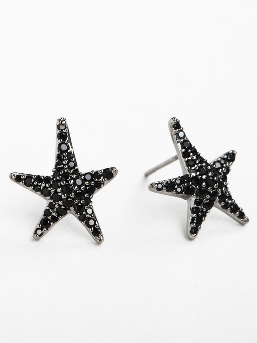 ANI VINNIE Black zircon starfish  Cluster Earrings 0