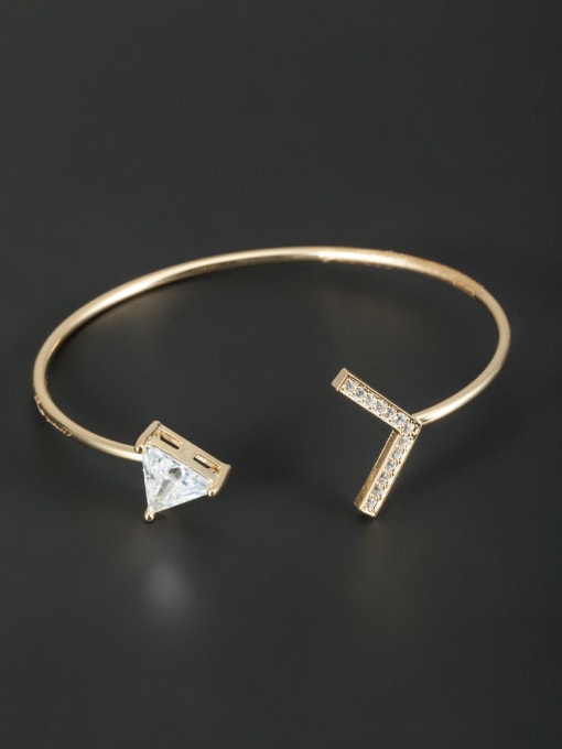 Lauren Mei Triangle Gold Plated Zircon White Bangle 0