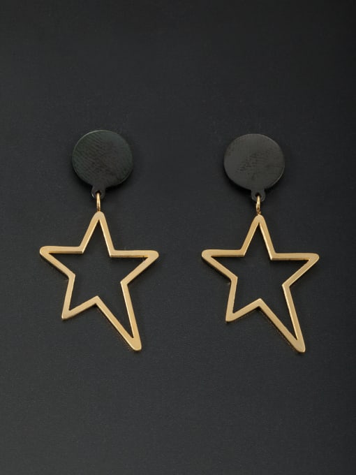 Jennifer Kou Mother's Initial Gold Drop drop Earring with Star