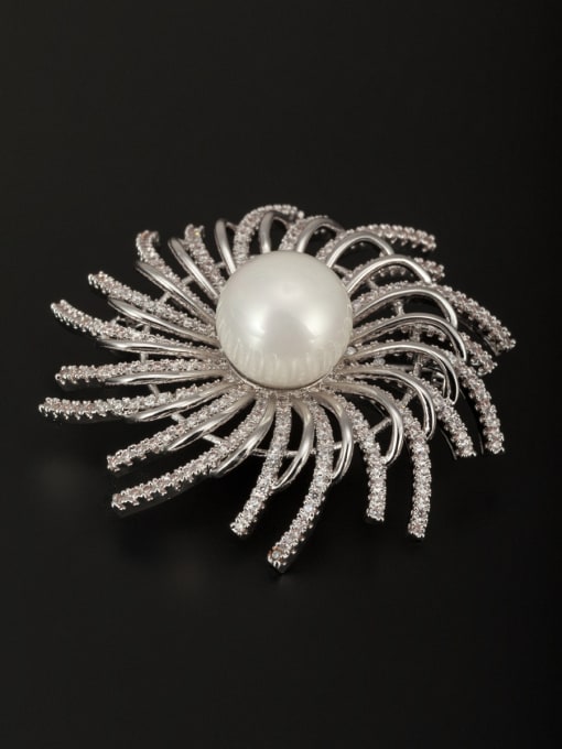 YIDA  The new Platinum Plated Copper Pearl Lapel Pins & Brooche with White 0