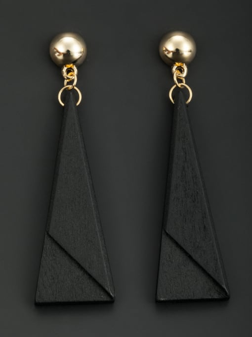 Lauren Mei New design Wood Triangle Drop drop Earring in Black color 0