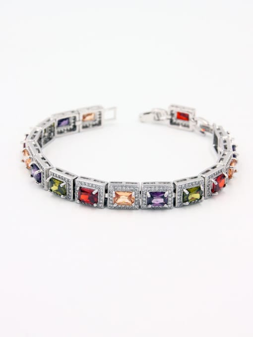 MING BOUTIQUE Mother's Initial Multi-Color bangle with Square Zircon
