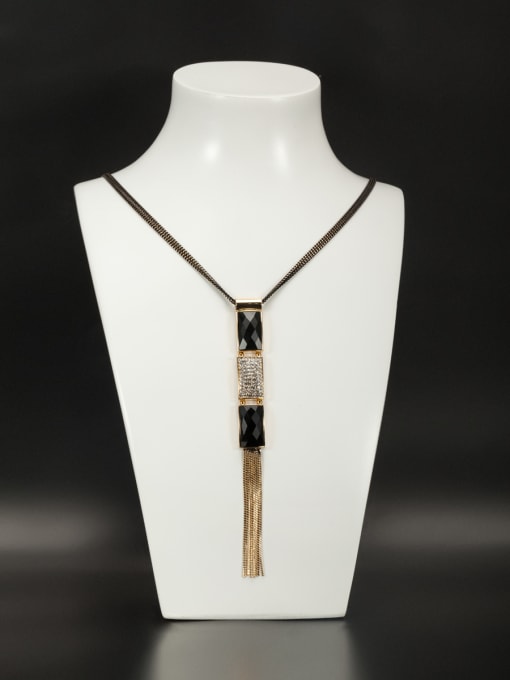 LB RAIDER Gold Plated Copper Square Crystal Necklace