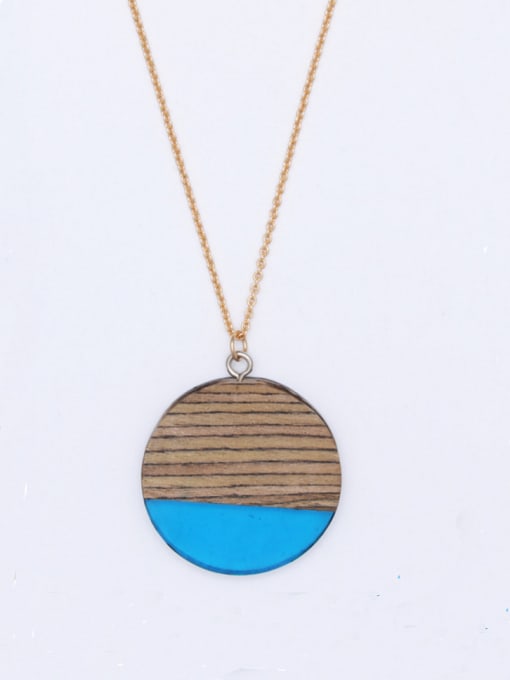 Belle Xin Multicolor Round Necklac with Gold Plated Wood 0