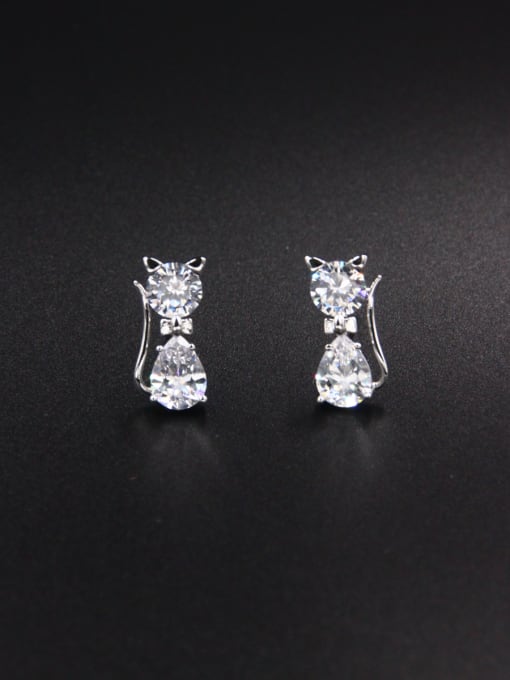 LB RAIDER Custom White Cat Drop drop Earring with Platinum Plated