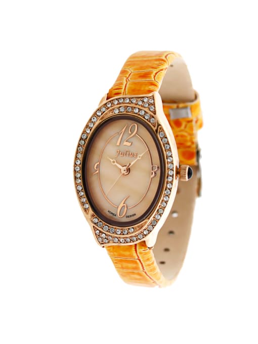 JULIUS 24-27.5mm size Alloy Oval style Genuine Leather Women's Watch 0