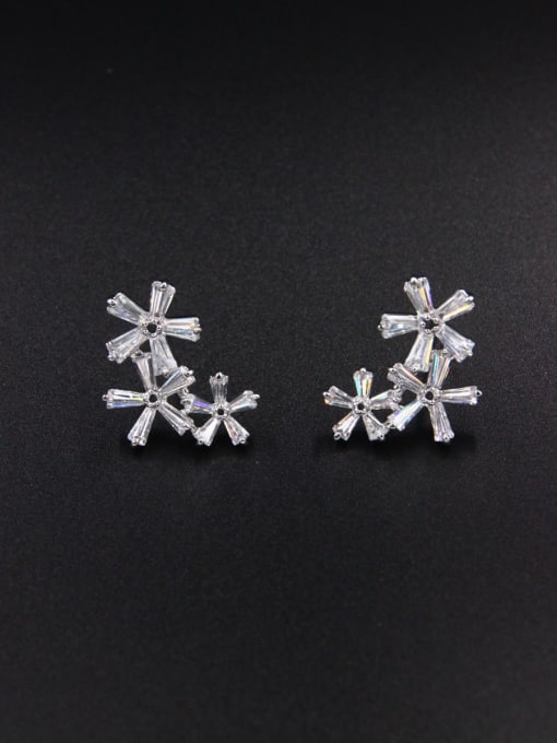 LB RAIDER Model No NY38776-001 A Platinum Plated Stylish Zircon Studs stud Earring Of Flower 0