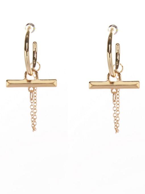 Belle Xin Mother's Initial Gold Drop drop Earring with Cross 0