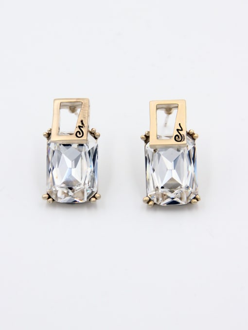 LB RAIDER New design Gold Plated Geometric austrian Crystals Studs stud Earring in White color 0