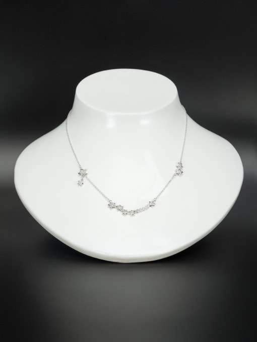 Lauren Mei Platinum Plated Star White Zircon Beautiful Necklace