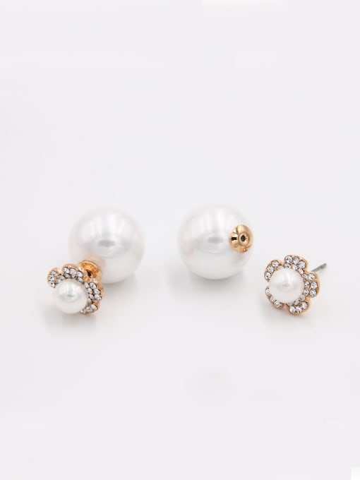 LB RAIDER Personalized Rose Plated White Round Pearl Studs stud Earring