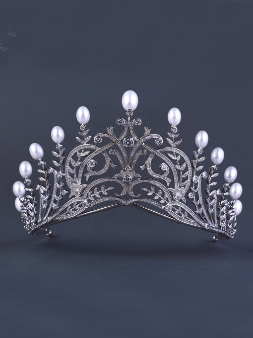 Bride Talk Model No 1000001739 Custom White Wedding Crown with Platinum Plated