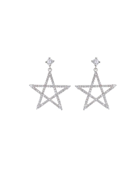 Cubic Y80 Star Silver-Plated Zinc Alloy Silver Drop drop Earring 0
