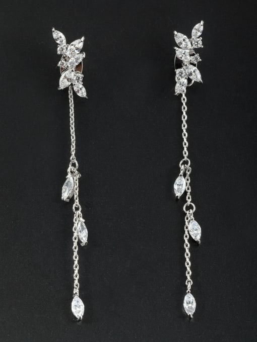 LB RAIDER chain style with Platinum Plated Zircon Drop drop Earring 0