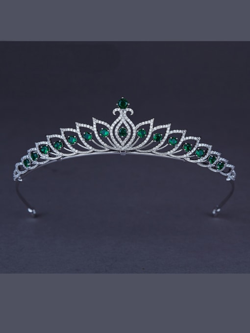 Bride Talk Green Wedding Crown with Zircon 0