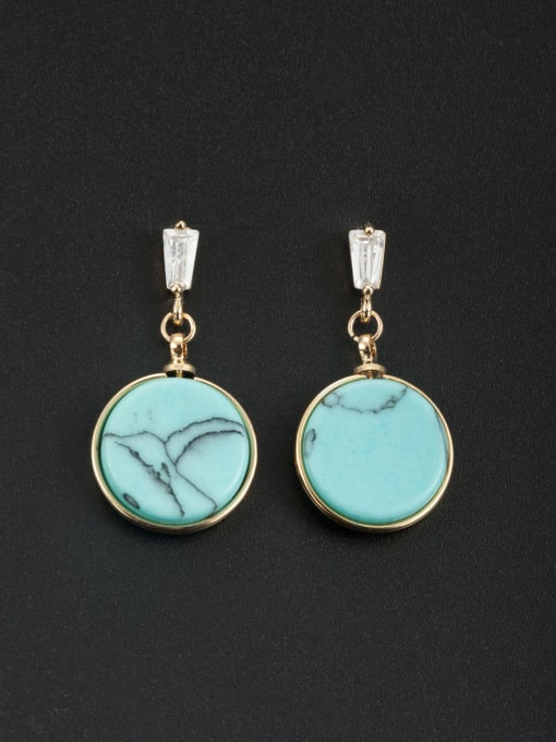 Cubic Y80 Gold Plated Round Turquoise White Drop drop Earring