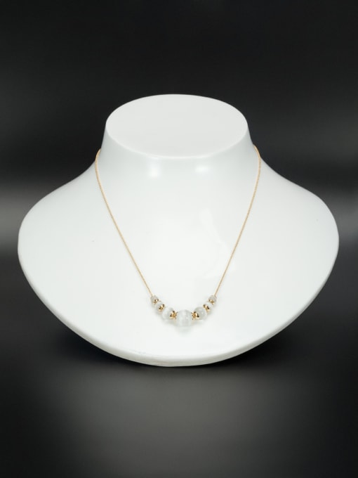 Lauren Mei Gold Plated Charm Beads White Necklace 0