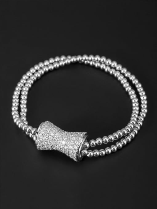 Lauren Mei Charm style with Silver-Plated  White Zircon Bracelet 0