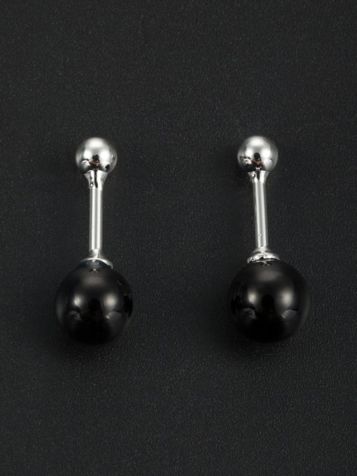 Cubic Y80 Platinum Plated Round Black Pearl Beautiful Drop drop Earring 0