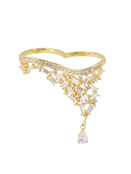 Guurachi The new Gold Plated Zinc Alloy Zircon Statement Stacking Statement Ring with Gold 0