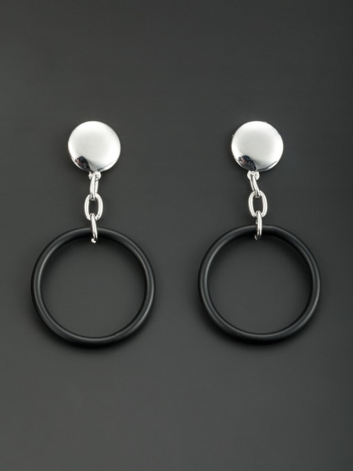 Lauren Mei Blacksmith Made Platinum Plated Round Drop drop Earring 0