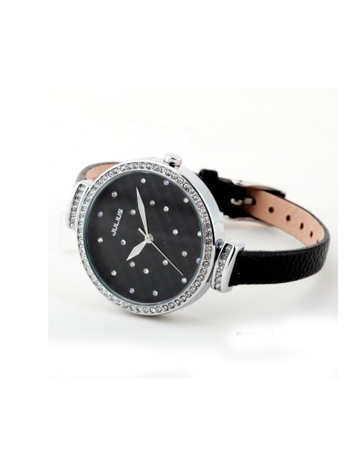 JULIUS Model No 1000003306 24-27.5mm size Alloy Round style Genuine Leather Women's Watch 0
