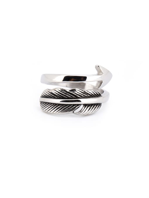 David Wa Silver-Plated Titanium Feather Band band ring 0