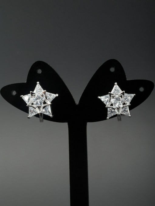 LB RAIDER White Star Youself ! Platinum Plated Zircon Studs stud Earring 0