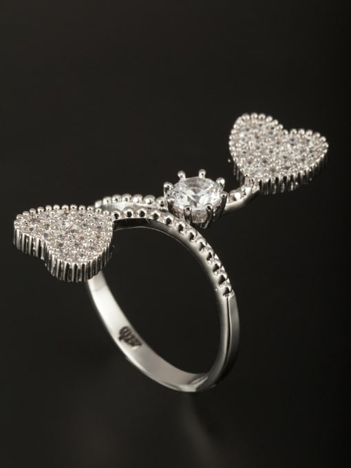 Tabora GODKI Luxury Women Wedding Dubai Platinum Plated Copper Heart White Zircon Beautiful Ring 0
