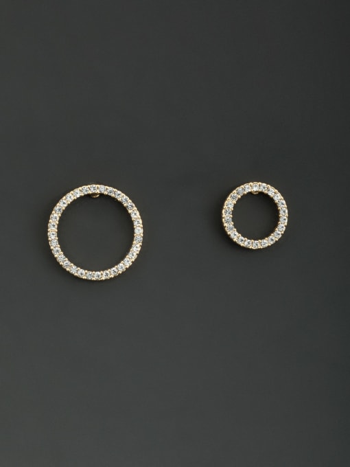 Lauren Mei White color Gold Plated Round Zircon Studs stud Earring 0