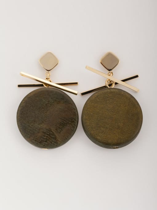 YIDA  Round style with Gold Plated Wood Drop drop Earring