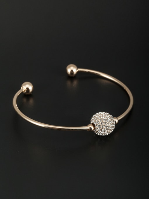 Cubic Y80 Personalized Gold Plated White Round Rhinestone Bangle 0