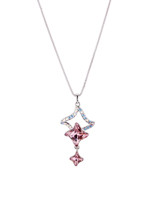 Guurachi Star Zinc Alloy austrian Crystals Pink Necklac 0