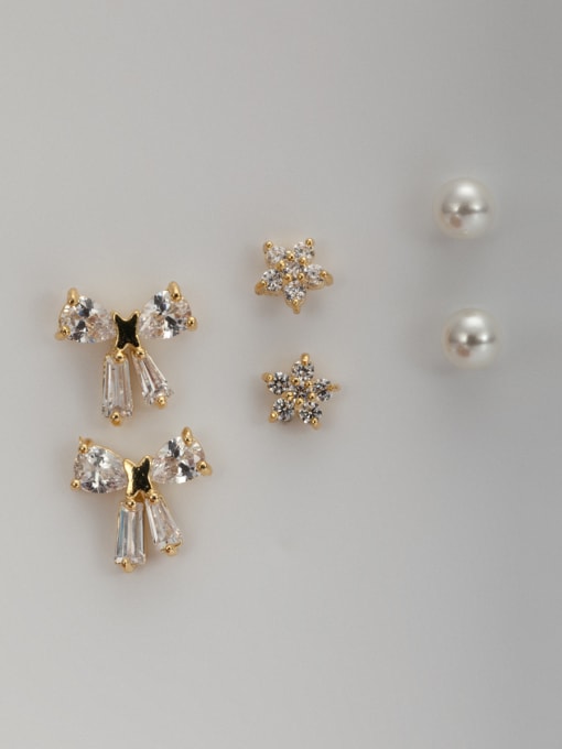 Lauren Mei Gold Plated  Star Stylish Zircon Combined Studs stud Earring 0