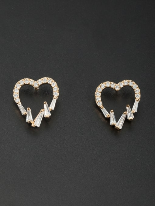 Cubic Y80 Custom White Heart Studs stud Earring with Gold Plated 0