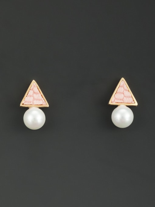 Lauren Mei White Round Studs stud Earring with Gold Plated Pearl 0