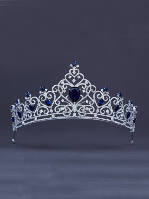 Bride Talk The new Platinum Plated Zircon Heart Wedding Crown with Navy