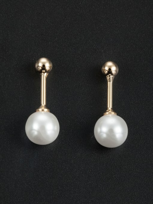 Cubic Y80 A Gold Plated Stylish Pearl Drop drop Earring Of Round 0