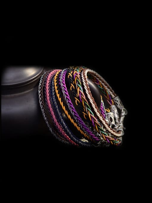 Long Jet Multicolor Handmade Chinlon  Bracelet 3