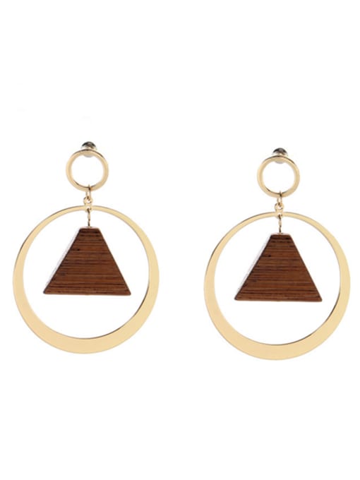 Belle Xin Gold Plated Zinc Alloy Geometric Brown Beautiful Drop drop Earring 0