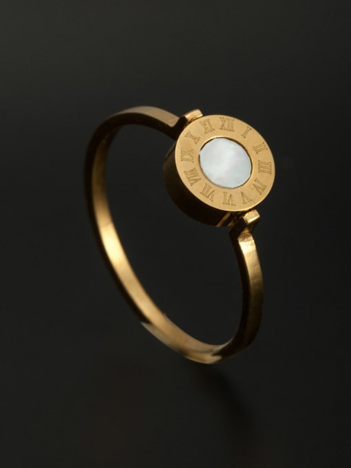 Jennifer Kou Personalized Stainless steel Gold  Signet Ring 6-8#