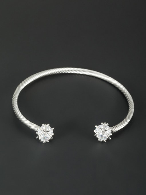 Lauren Mei Platinum Plated Zircon White Bangle 0