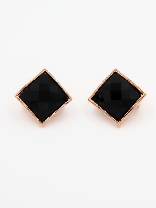 LB RAIDER Rose Plated Square Black Lucite Beautiful Studs stud Earring 0