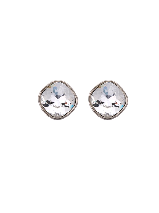 Guurachi White color Zinc Alloy Round austrian Crystals Drop stud Earring