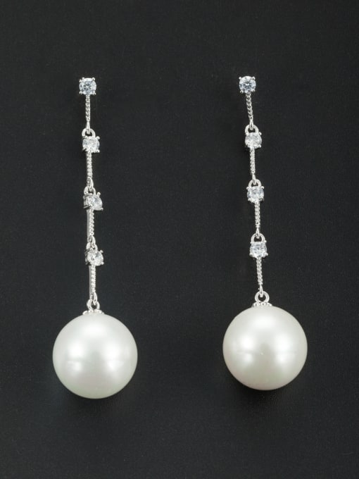 LB RAIDER Model No LYE212062B Mother's Initial White Drop drop Earring with Round Pearl 0